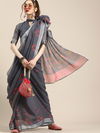 Pastels Fancy Wear Latest Designer Linen Printed Saree Collection